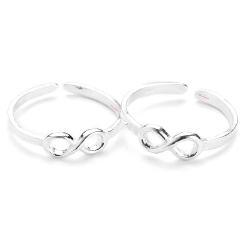 DHRUVS COLLECTION 925 Oxidized Silver Infinity Design Toe Ring, Bichhiya For Girls & Women| Perfect Valentine Gift For Her