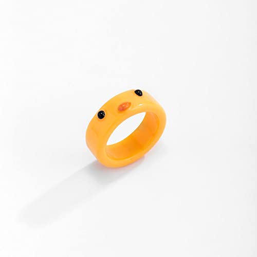 Frog Finger Rings Funny Cute Jewelry Animal Korean Colorful Contrast Chick Acrylic(orange-chick)