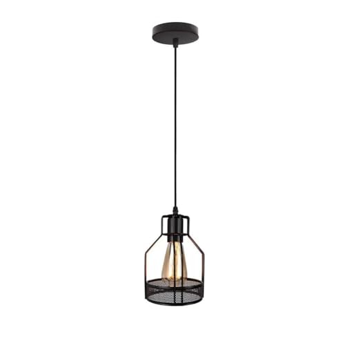 Lámpara colgante de granja de metal negro antioxidante con suspensión ajustable mini