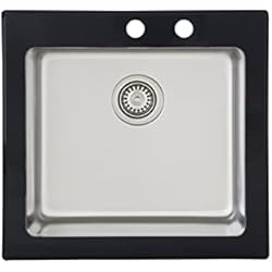 Fregadero Cristal Negro respekta NEWYORK55X53S - Fregadero de cristal (55 x 53 cm), Negro