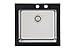 Produktbild Respekta Glasspüle in Schwarz / 1 Becken Einbauspüle in 55 x 53 cm / Spülbecken geeignet für Unterschränke ab 50 cm Breite