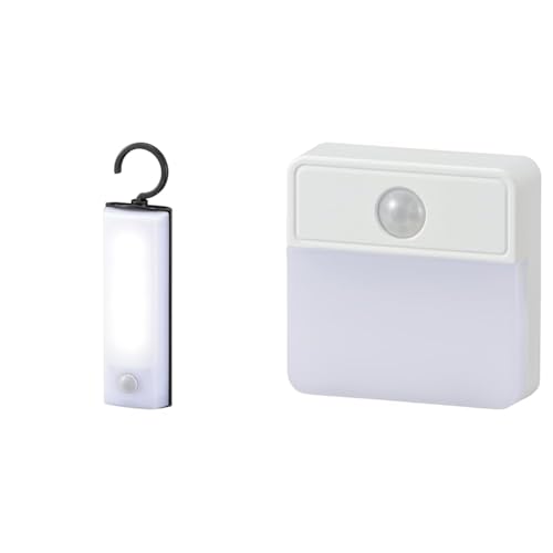 【セット買い】オーム電機 LEDセンサーライト 乾電池式 フック型 LS-B60JF-4 06-0145 OHM + LED明暗人感センサー式ナイトライト 室内用 NIT-ALA6JSQ-WN 06-0148