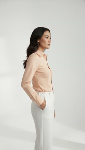 Image of modny Women Formal Cotton Shirt | Full Sleeve Regular Fit with V-Shape Collar | Stylish Casual & Office Wear Shirt | Available in Plus Sizes