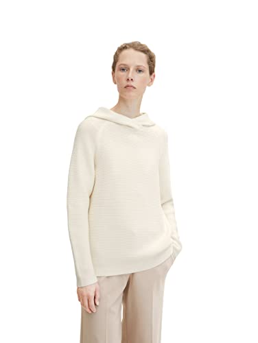 TOM TAILOR Damen Strickpullover mit Kapuze aus Bio-Baumwolle