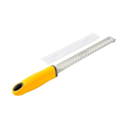 Stainless Steel Cheese Grater and Lemon Zester with Non-Slip Handle - Essential Kitchen Gadget for Grating, Shredding, and Zesting(Yellow)