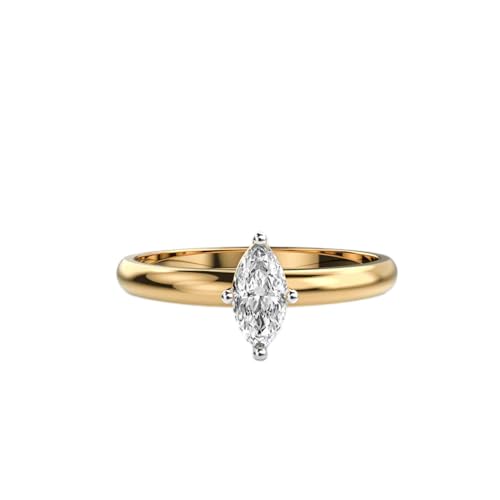 Bague moissanite marquise solitaire argent 925 plaqué or, bijou fait main LKJR_0029