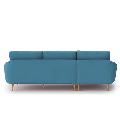 Image of BRAXTON Lindel LHS 4 Seater L Shape Sofa Set for Living Room (Turquise) Premium Velvet Fabric Sofa