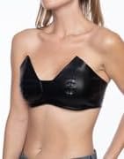 Black Corset Faux PU Leather Bustier Bra Tops, for Women, Sexy Lingerie Push Up Bra, Rave Outfit