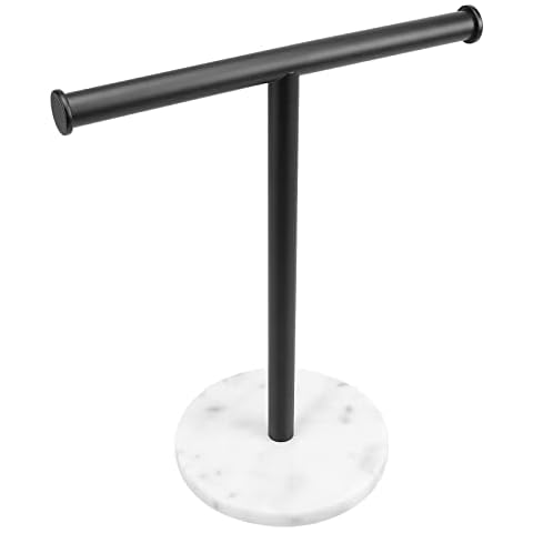 Winmien Towel Rack with Thickened Marble Base, SUS304 Stainless Steel T-Shape Free-Standing Hand Towel Holder for Bathroom Vanity Countertop (Matte Black) Cover