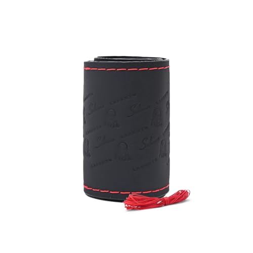 Image of Leather 25CM Universal Fit Car Steering Wheel Cover, Elastic Breathable and Odorless (Red-4)