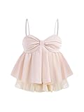 SOLY HUX Girl's Summer Crop Top Ruffle Layered Flowy Babydoll Cami Shirt Cute Camisole Light Pink 11Y