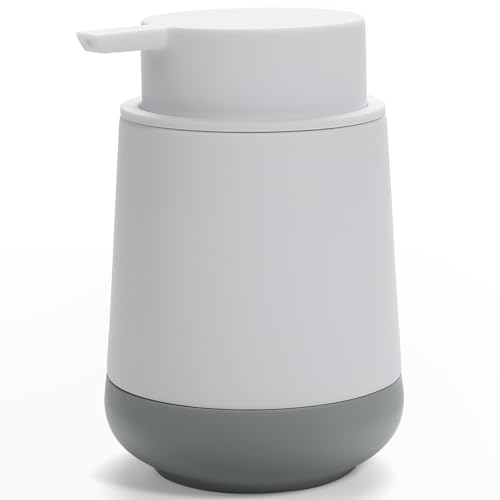 GAHEFY Silicone Boot White Hand Soap Dispenser for Bathroom,Refillable Dish soap Dispenser for Kitchen with Easy-to-Press Pump (White Liquid)