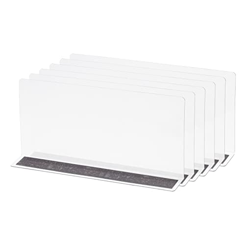sourcing map L Tipo Estante Divisores, PVC Transparente Armario Estante Separador Organizador Tablillas para Armario Supermercado con Magnética Tira 25 x 4 x 12cm Paquete de 6