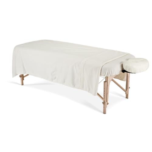 EARTHLITE Set de draps en flanelle pour table de massage - drap du dessus, drap-housse et taie en croissant