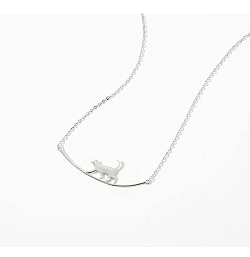 HCMA Collar con Colgante de Curva de Gato Encantador de Plata 925 para Mujer, Collar de Animales, joyería, el Regalo Ideal para Mujeres