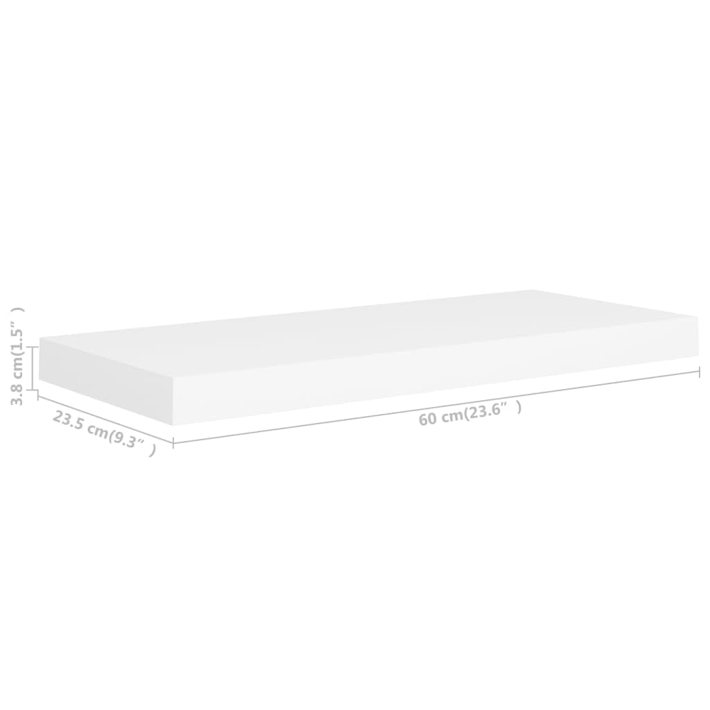Juego de 4 estantes flotantes blancos de 60 x 23,5 x 3,8 cm, montaje invisible, para dormitorio, baño, montaje en pared, decoración de pared con estilo