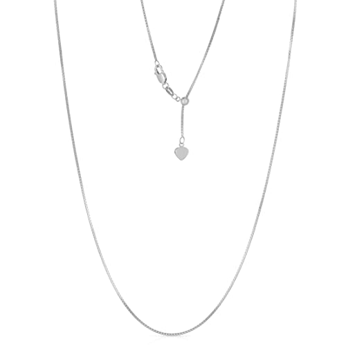 Floreo 10k Yellow or White Gold 0.7mm Adjustable Box Chain Necklace, 22”