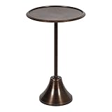 Kate and Laurel Sanzo Modern Pedestal Side Table; 15 x 15 x 24; Bronze; Decorative End Table with Hammered Tabletop for Use as a Bedroom Nightstand or Living Room Accent