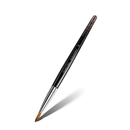 Aokitec Kolinsky Acrylic Nail Brush for Acrylic Powder, #8 Nail Art Brush for Acrylic Application, Oval Acrylic Brush for Nails, Nail Art Manicure Tool