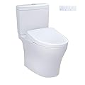 TOTO WASHLET - Aquia IV Two-Piece Elongated Dual Flush 1.28 and 0.9 GPF Toilet with Auto Flush S7A Contemporary Bidet Seat, Cotton White - MW4464736CEMFGNA#01