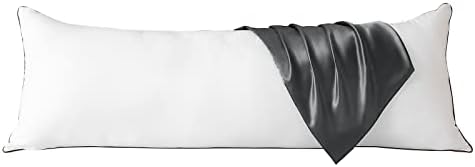 HUXMEYSON Body Pillow with Satin Pillowcase, Cooling Body Pillows for Adults, Long Pillow for Bed with Removable Cover, Grey (20"x54")