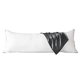HUXMEYSON Body Pillow with Satin Pillowcase, Cooling Body Pillows for Adults, Long Pillow for Bed wi