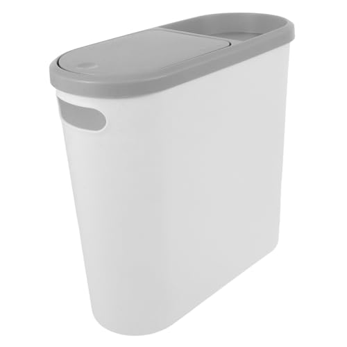 Caneca de basura rectangular blanca con tapa para baño