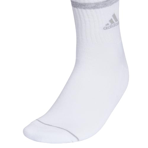 adidas Women's Crew Socks, 3-Stripe Cushioned Socks with Arch Compression, Comfortable, Stylish and Sweat-Wicking, 3-Pack