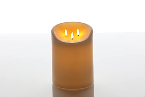 Vela LED de 3 mechas con diseño de elefante para interior y exterior con mando a distancia, 15 x 20 cm, color crema, vela LED Cover