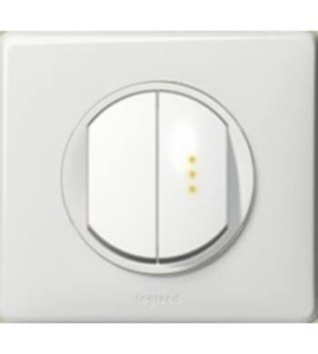 Legrand Double Va et Vient. 1 Avec Voyant Lumineux 1 sans, Gris, Bouton Mécanique, ON-ON-OFF