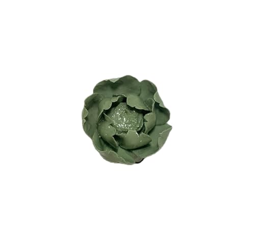 Image of Dark Green,Peony Flower Bud, 1.57 inch,Ceramic Flower Wall Art Decor, Artificial Flower Wall Sculpture,Handmade Ceramic Flowers for Home,Hallway,Living Room, Kitchen,Bathroom