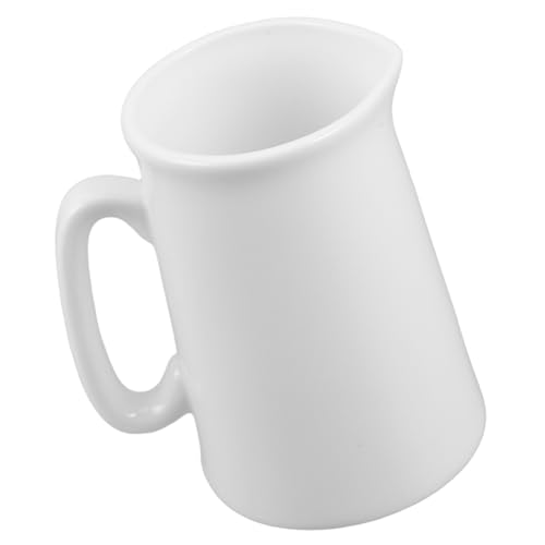 Mikinona 陶器 ミルク ジャグ コーヒー用 スモール ミルク 泡立て器 カップ 注ぎ口付き クリーマー ハンドル付き 白 ピッチャー 花瓶 家庭用 カフェ用 用途