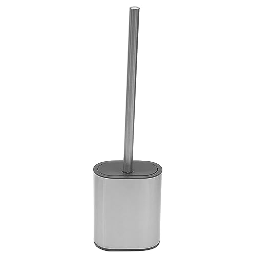Image of Half Size Stainless Steel Toilet Brush Holder with Flexible Rubber Brush Head, Black by Home Basics