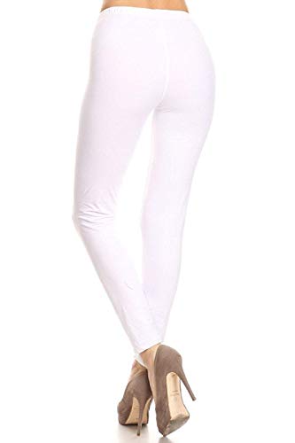 Image of Leggings Depot Women's High Waist Leggings Soft 1 inch Waistband Solid Pants - Regular, Plus, 1X3X, 3X5X