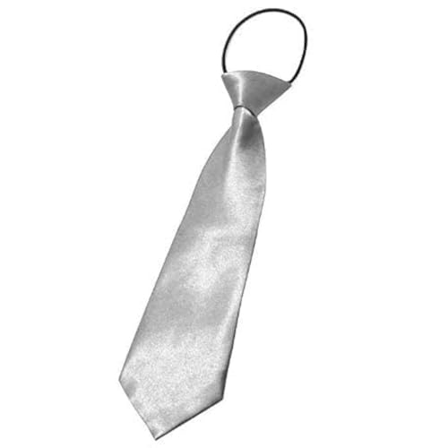 Bonnin - Elastic Boys Neck Tie, Child Kids School Boys Tie Soft Polyester For Formal Wear, Weddings, Prom, Celebration, parties(Silver)