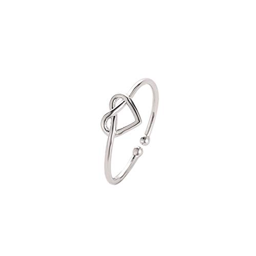 Image of Heart Infinity Knot Open Rings Simple 8 Letter Love Heart Finger Rings Adjustable for Couple