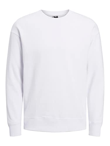 JACK & JONES Men's JCOEDITION Sweat Crew Neck Sweatshirt, White, M