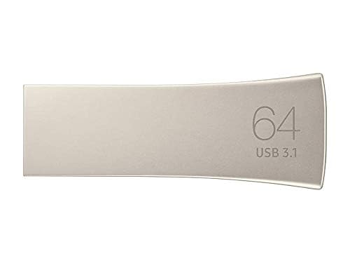 Samsung BAR Plus USB Flash Drive Type-A 64GB 200MB/s Read 30MB/s Write Durable USB 3.1 Flash Drive with Keyring Champagne Silver MUF-64BE3/APC