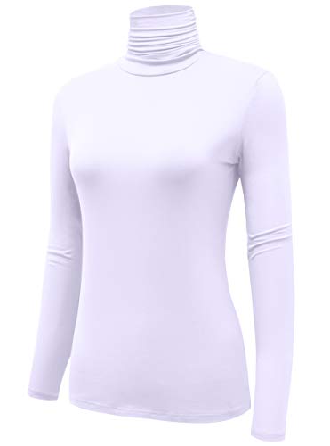 Image of AUHEGN Women's Long Sleeve Lightweight Turtleneck Top Slim Fit Pullover T-Shirt (S-XXL)