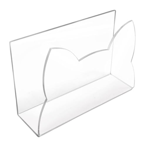 Bsbkoj Soporte acrílico para correo electrónico, soporte transparente para escritorio, 5,91 x 2,17 x 3,94 pulgadas, clasificador de archivos de escritorio con forma de gato, organizador de cartas para