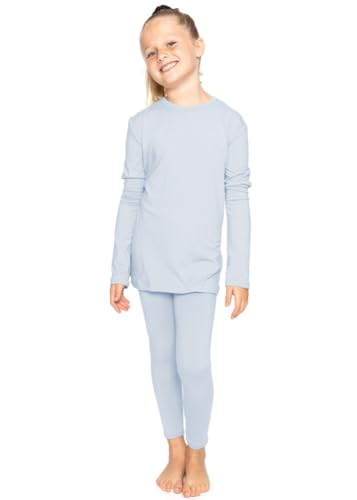 Image of STRETCH IS COMFORT Girls 2 Piece Hoodie Short Sleeve Long Sleeve Crew Neck Top and Leggings Set Kids Thermals Underwear Set