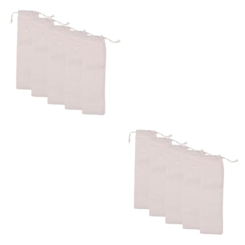 GRIRIW 2sets Burlap Straw Pouch Bag Drawstring Travel Bag for Reusable Straws 5pcs*2