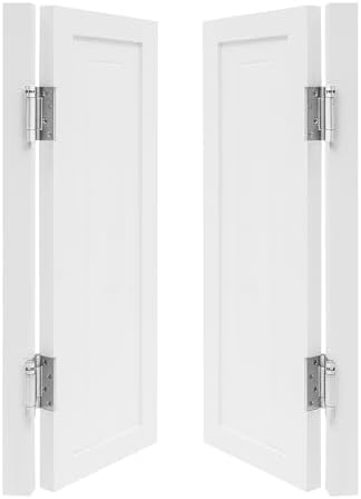 White Wooden Double Swing Cafe Doors 31.5x35.4in, Half Entrance Partition with 4 Metal Hinges for Kitchen, Bar, Cellar, Porch, Barn - Stylish & Durable