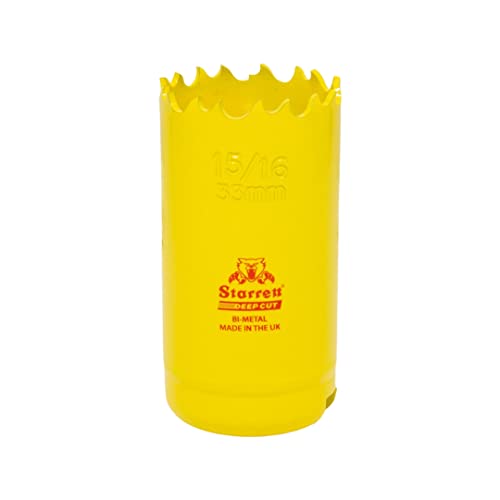 Starrett Deep Cut Hole Saw - DCH0156 Heavy Duty Bi-Metal with Extra Cobalt HSS Teeth - For Metals Wood Cast Iron Fibreglass Plastic Materials - 33mm