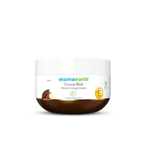 Image of Mamaearth Cocoa Rich Moisturizing Cream with Cocoa Butter & Vitamin E for Deep Nourishment - 50 g | 24 Hrs Long-lasting Moisturization | For Face, Hand & Body | Non-Greasy & Quick Absorbing