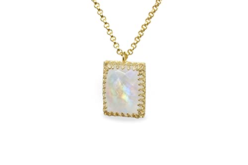 Collier Pierre de Lune contre le ternissement bijou en or rectangle durable femme