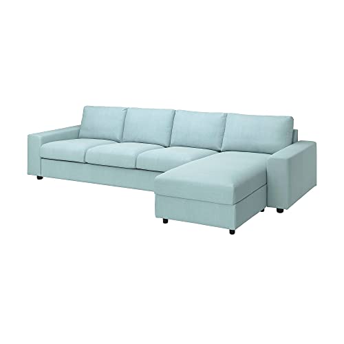 IKEA VIMLE - Sofá de 4 plazas con chaise longue, con reposabrazos anchos/Saxemara azul claro