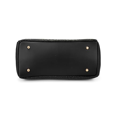 Image of Mochi Women Black Casual PVC Soft Body Zipper closure Solid Satchels with 1 Pocket and 3 compartments