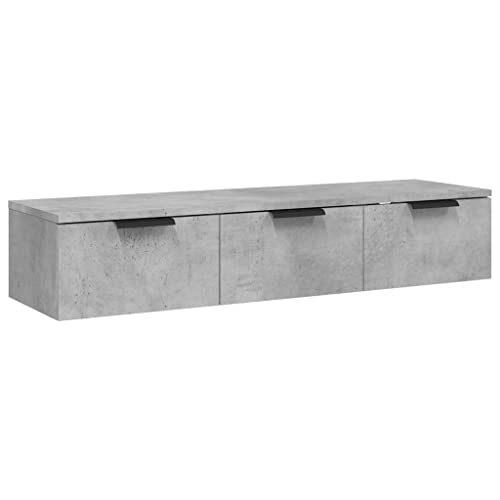 vidaXL Armario de Pared Mueble Aparador Almacenaje Cajones Colgante para TV Estante Flotante Salón Decoración Madera Contrachapada Gris Hormigón