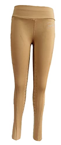 Equitem Kids Silicone Full Seat Riding Tights with Phone Pockets (Beige, X Large)